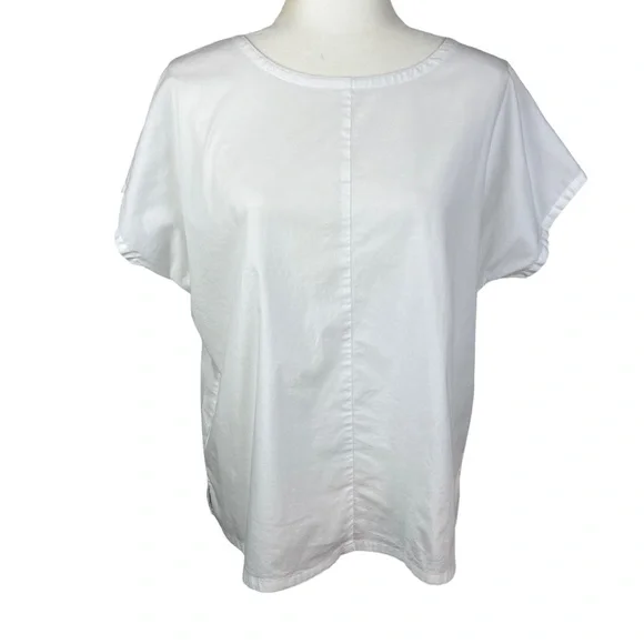 Eileen Fisher White Organic Cotton Boxy Top - Picture 1 of 7